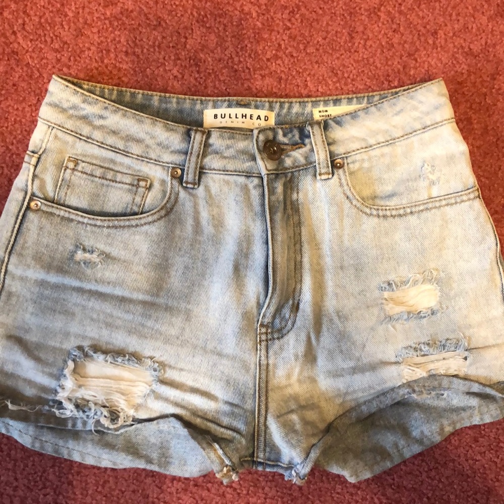 Light wash jean mom shorts